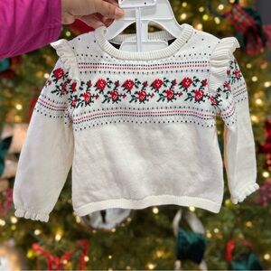 Janie and Jack baby fair isle rose matching set in cream and sugar